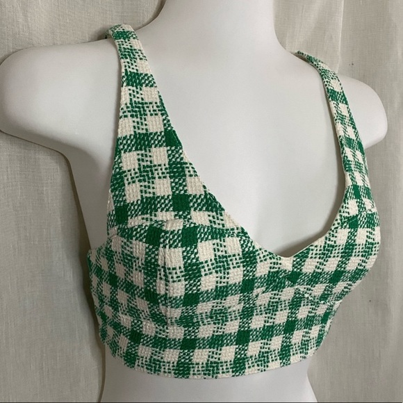 Blogger Favorite- Zara Crop Top Green Gingham Size Small NWT - Picture 4 of 6